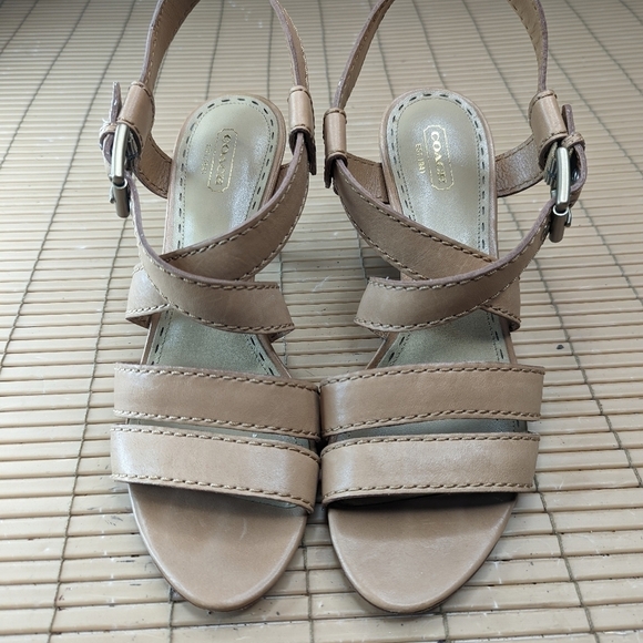 Coach "Rapture" Open Toe criss cross brown leather strap Slingback Sandal Shoe S - Picture 2 of 10